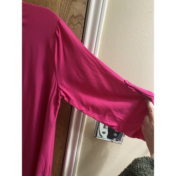 Luna Moon Hot Pink Boho Tunic Floral Embroidered Blouse Half Button Light Size L - Picture 16 of 16